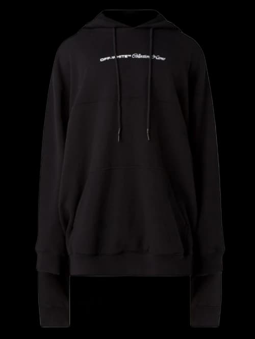 OFF-WHITE Double Sleeves Logo Print Oversized Hoodie Black/White