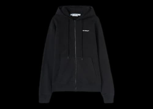OFF-WHITE Wave Outl Diagonal Slim Zip Hoodie Black/White