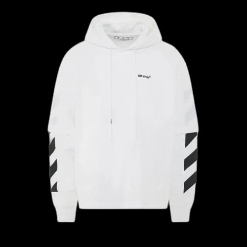 Off-White Diagonal Helvetica Double Hooded T-Shirt 'White'