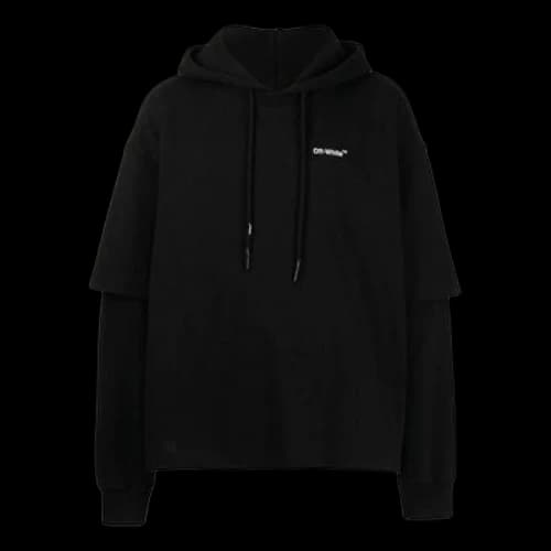 Off-White SS22 Logo Printing Hooded Long Sleeves Version Black