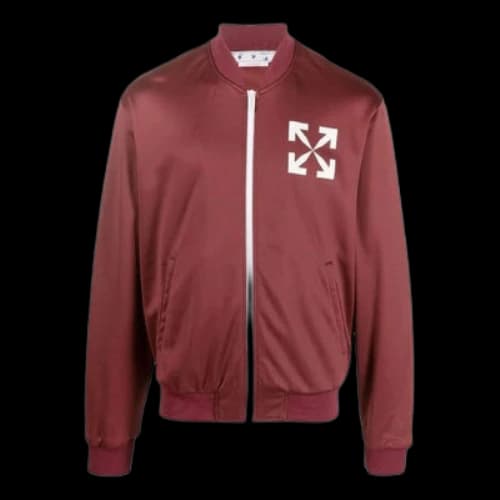 Off-White FW22 Arrow Pattern Printing Zipper Casual Jacket Loose Fit Red