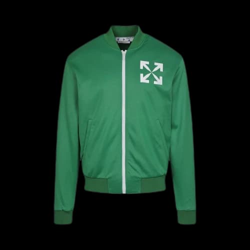 Off-White Arrows Print Bomber Track Jacket 'Green/White'