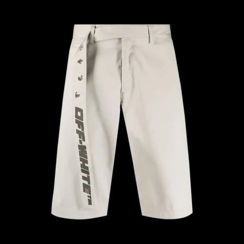 Off-White SS21 Belt Logo Knee-Length Shorts Loose Fit Beige