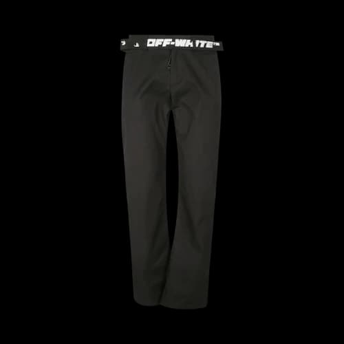 Off-White SS21 Logo Pattern Belt Casual Long Pants Version Black