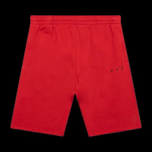 Off-White SS21 Logo Printing Straight Sports Shorts Version Red