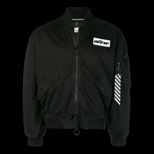 Off-White ribbed aviator Logo Jacket Loose Fit Black