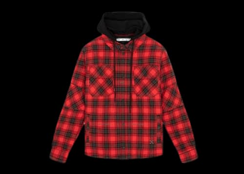 OFF-WHITE Flannel Hooded Jacket Red