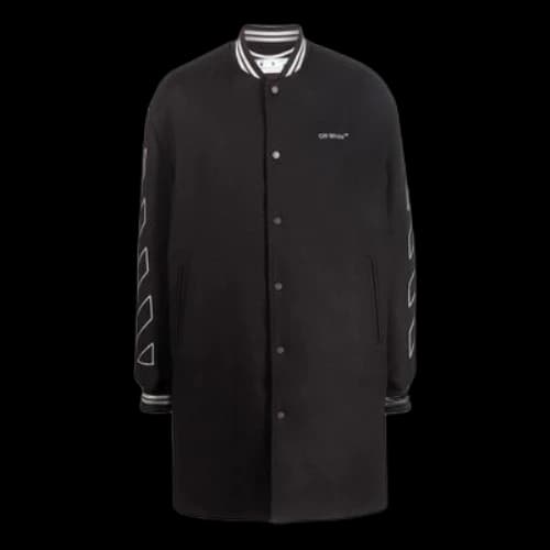 Off-White FW22 Stripe Mid-Length Aviator Version Black Jacket