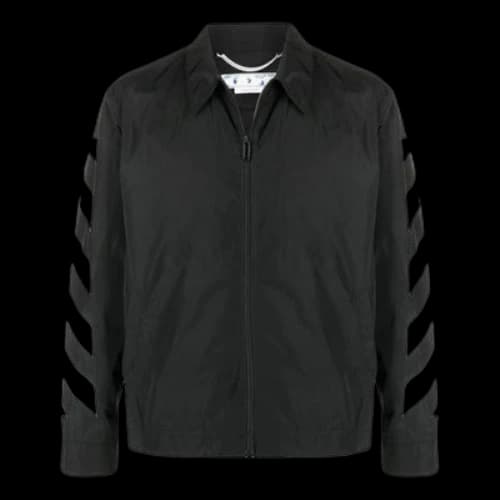Off-White FW22 Sleeve Side Stripe Design Lapel Zipper Jacket Black