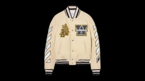 OFF-WHITE Lion Wool Varsity Jacket Frozen Dew