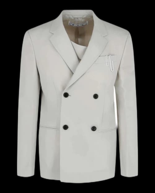 OFF-WHITE Double Pap Relaxed Double-Breasted Blazer White