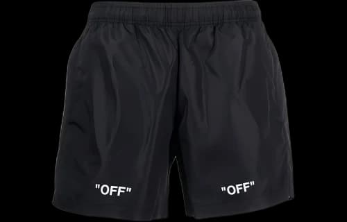 Off-White Off Quote Swim Short 'Black/White'