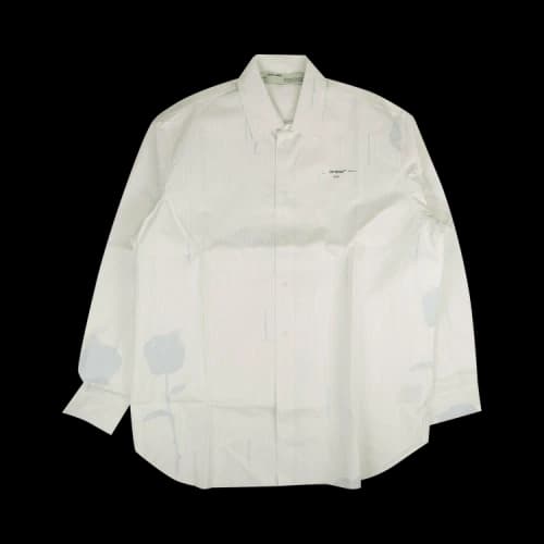 Off-White Embroidered Pattern Solid Color Long Sleeves Shirt Loose Fit White