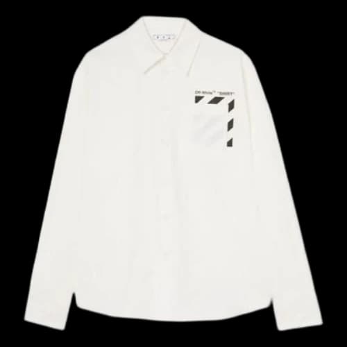 Off-White FW22 Pocket Diagonal Stripes Printing Long Sleeves White Shirt
