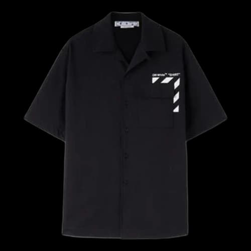 Off-White FW22 Pocket Diagonal Stripes Printing Short Sleeve Black Shirt