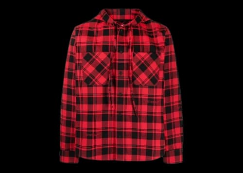 OFF-WHITE Check-Print Flannel Hoodie Black/Red