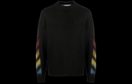 Off-White Diag Brushed Mohair Crewneck Sweater 'Black/Rainbow'