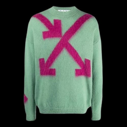 Off-White SS21 Round Neck Pullover Intarsia Green