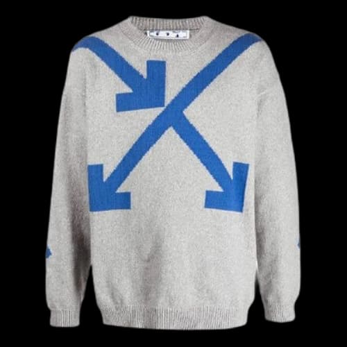 Off-White SS21 Arrow Pattern Round Neck Pullover Gray