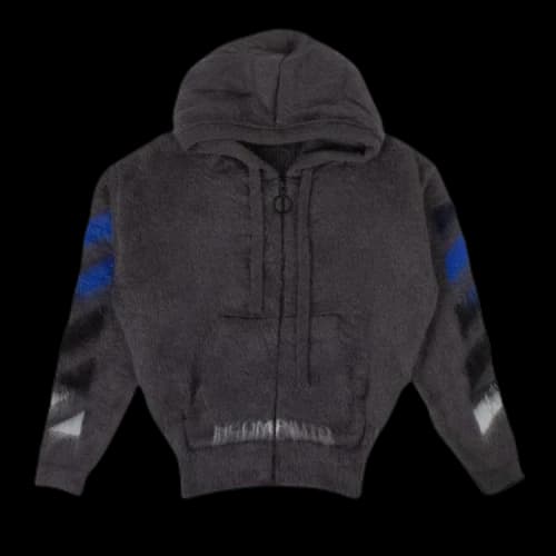 Off-White Mohair Arrows Zip Up Sweater 'Gray'