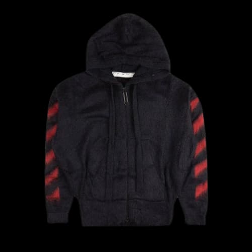 Off-White Brushed Mohair Zipo Hoodie 'Navy'