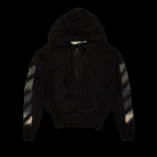 Off-White Brushed Mohair Zip Hoodie 'Black'