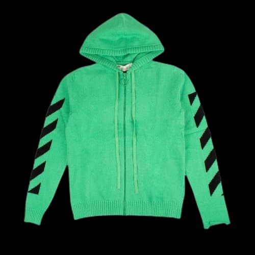 Off-White Diagonal Knit Logo Hoodie 'Green'