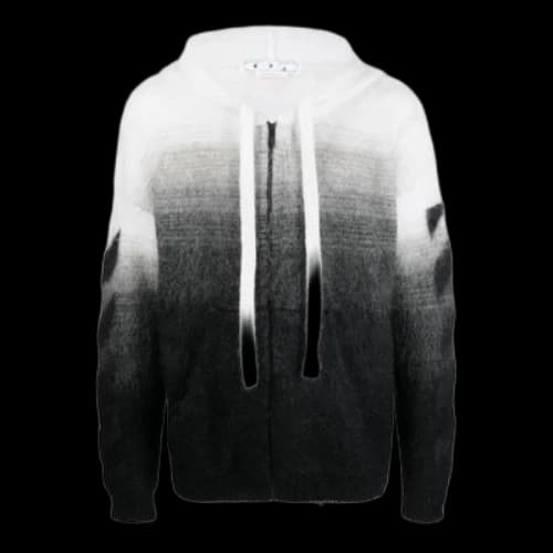 Off-White Colorblock Drawstring Zipper Knit Jacket Black