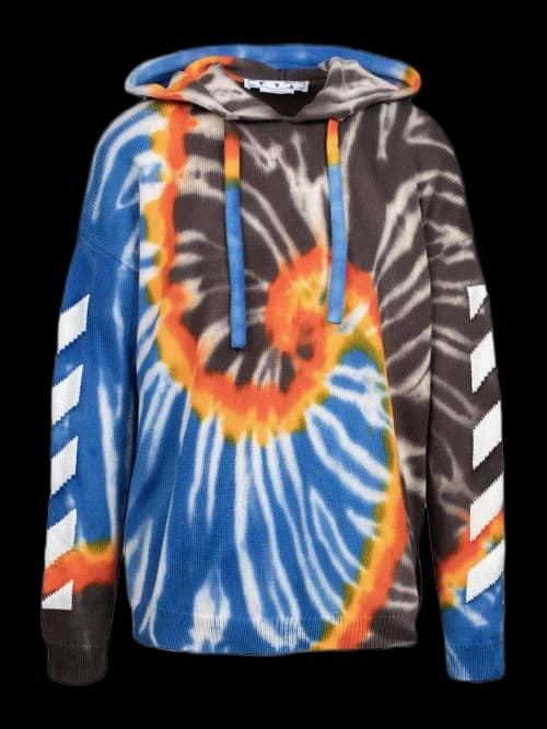 OFF-WHITE Tie Dye Knit Hoodie Brown/Blue/Multi