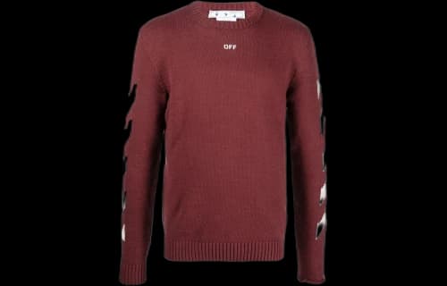 Off-White Diag Arrow Knit Crewneck 'Barolo/White'