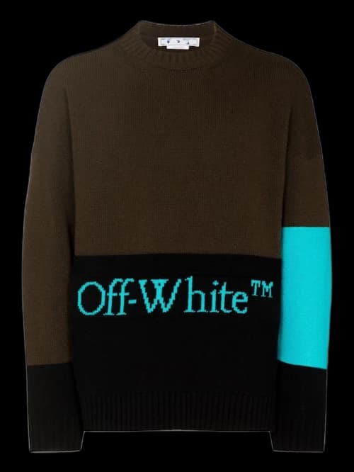 OFF-WHITE Color Block Logo Knit Sweater Brown/Black/Blue
