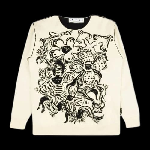 Off-White Floral Crewneck Sweater 'White'