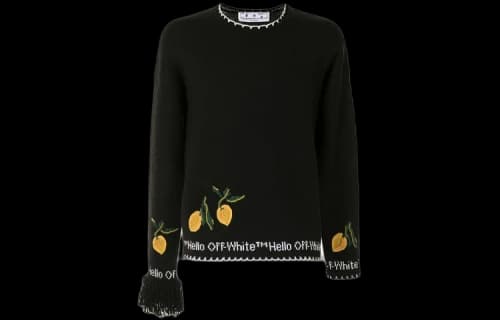 Off-White Embroidered Round Neck Black