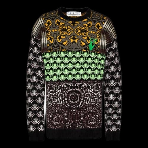 Off-White FW21 Knit Round Neck Long Sleeves Wool Sweater Loose Fit Black