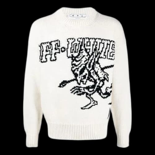 Off-White SS21 Pattern Round Neck Knit White
