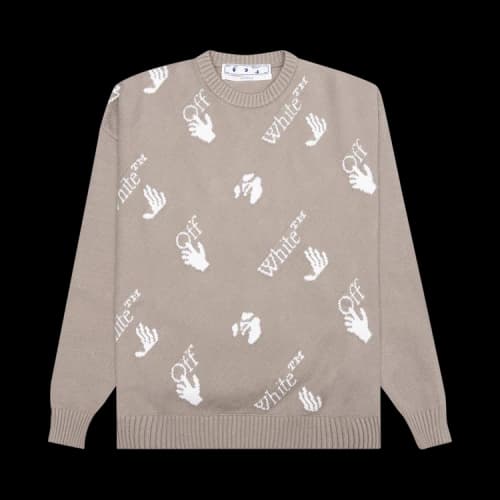 Off-White OW Logo Allover Knit Crew 'Abbey Stone'