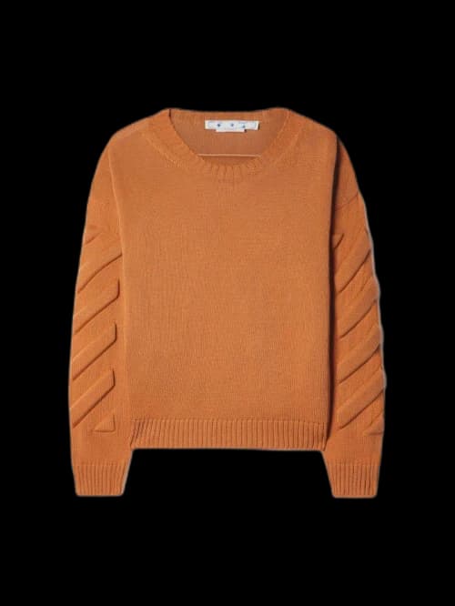 OFF-WHITE 3D Arrow Diag Knit Crewneck Caramel