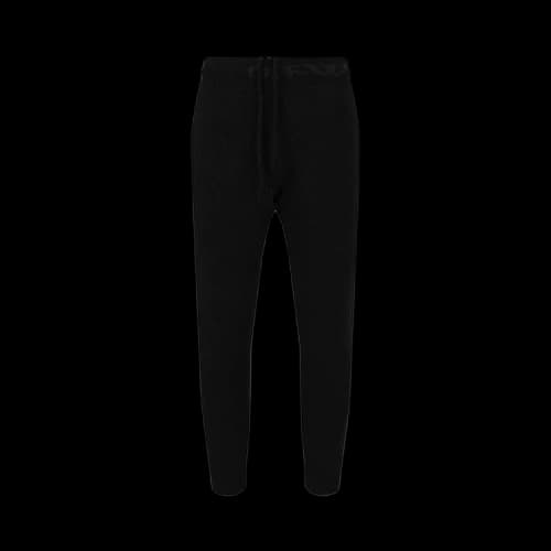 Off-White Elastic Waistband Solid Color Casual Long Pants/Trousers Black