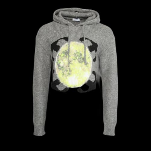 Off-White Arrow Moon Chunky Knit Hoodie 'Grey/Black'