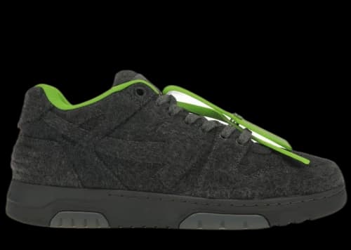 OFF-WHITE Out Of Office "OOO" Low Tops Grey Green Wool