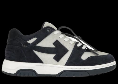 OFF-WHITE Out Of Office OOO Low Tops White Navy Blue Suede