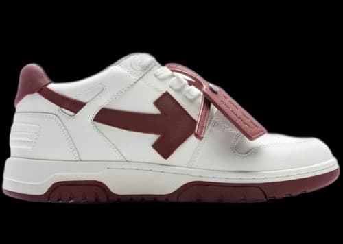 OFF-WHITE Out Of Office OOO Low Tops White Dark Burgundy