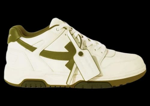 OFF-WHITE Out Of Office "OOO" Low Tops White Olive Green