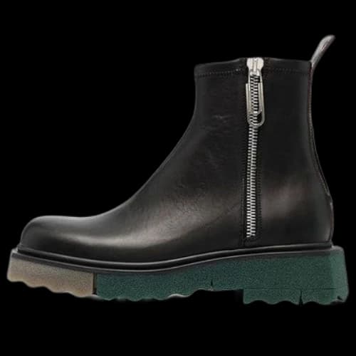 Off-White Sponge Sole Leather Zip Boot 'Black'