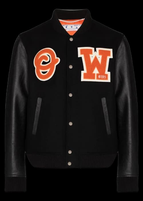 OFF-WHITE Logo Patch Varsity Jacket Black/Orange