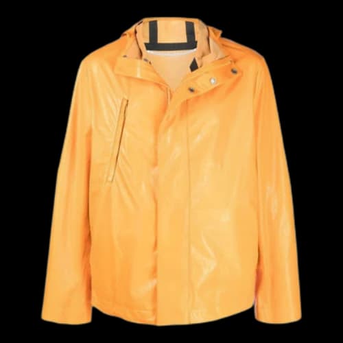 Off-White FW22 Solid Color Straight Zipper Hooded Jacket Version Orange Yellow