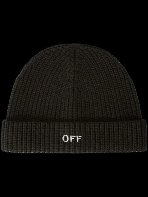 Off-White Embroidered Ribbed-Knit Beanie Black/White