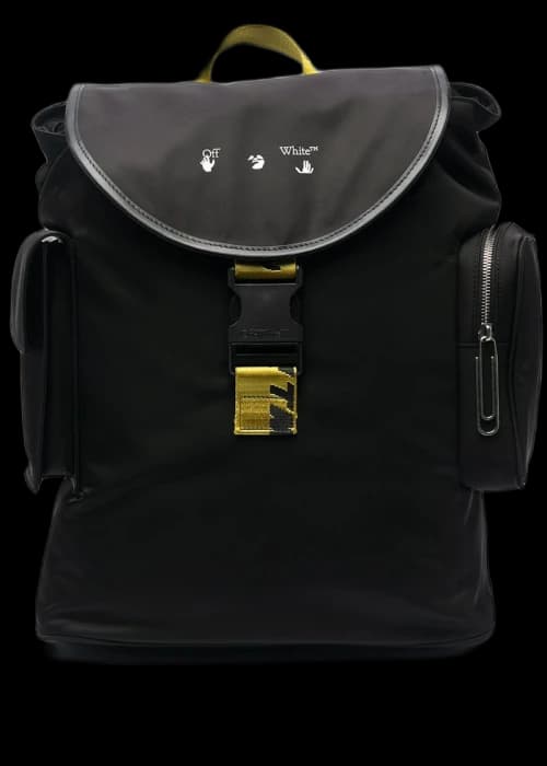 OFF-WHITE Logo Print Foldover Top Backpack Black Yellow