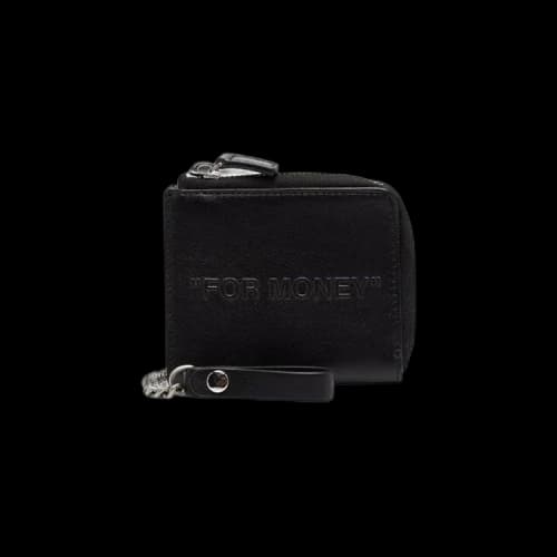 Off-White Debossed Quote Chain Wallet 'Black'