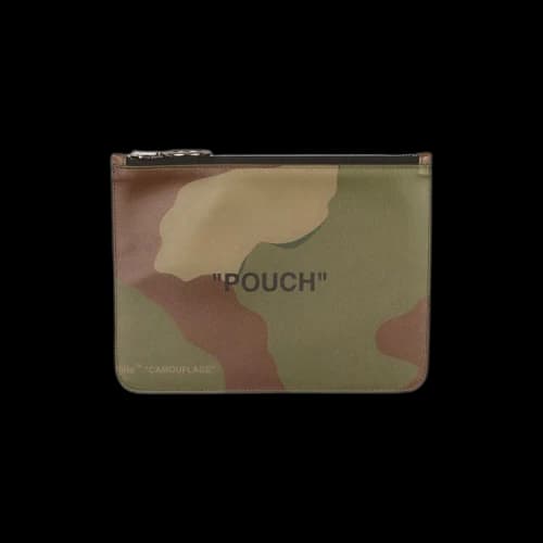 Off-White Camo Quote Flat Pouch 'Green'